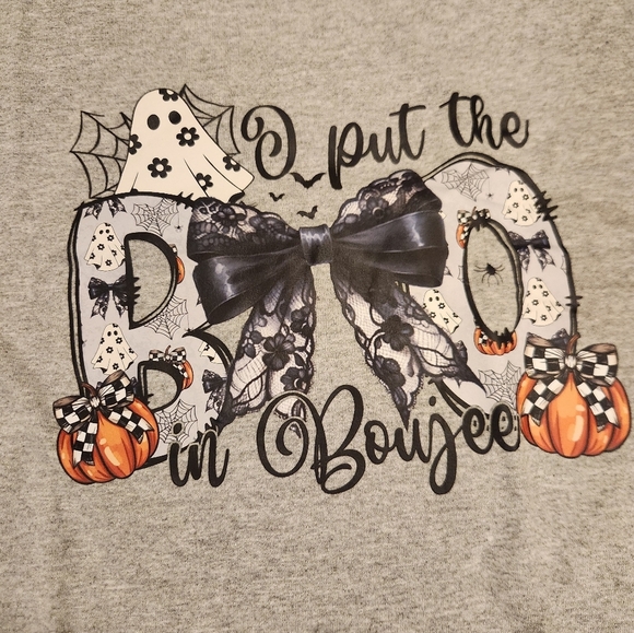 Womens Short Sleeve T Shirt Grey Size L Halloween Boujee Boo #E155 - Picture 2 of 6